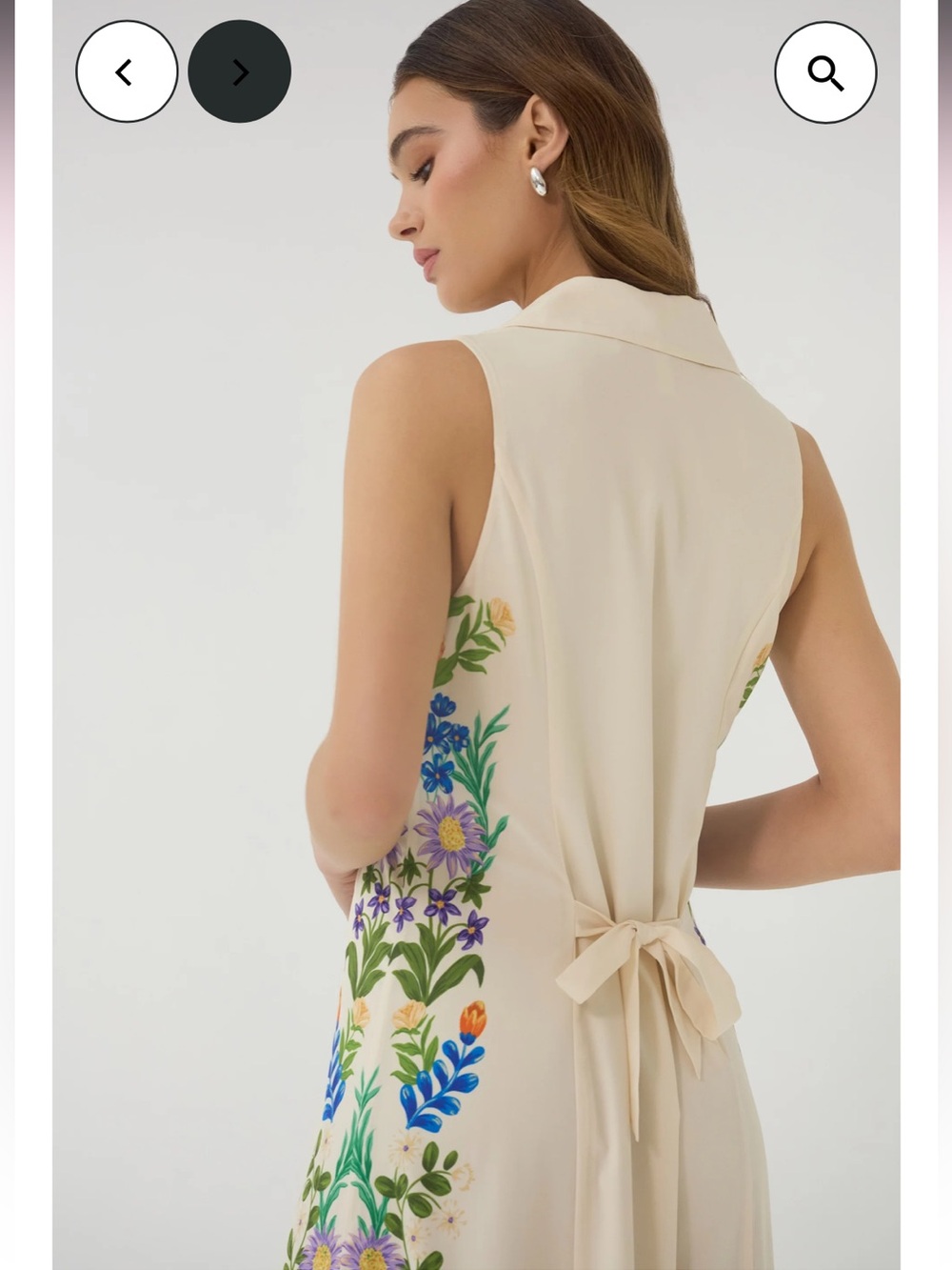 hutch florantina cream floral print poplin button front midi dress size small - Picture 6 of 12
